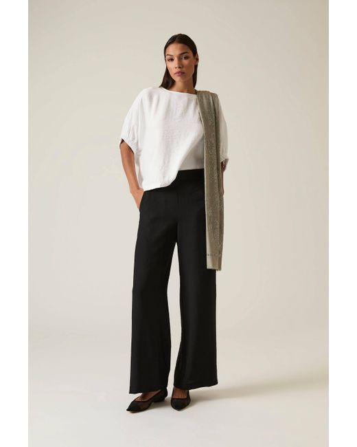James Lakeland Black Wide-Leg Trousers