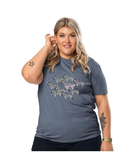 Anchor and Crew Blue Heather Zebra Where's William Going? Organic Cotton T-Shirt