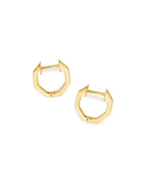 Nellou Jewellery Metallic Hex Huggie Earrings Plated Sterling
