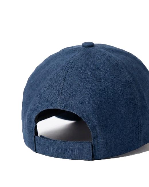 Maison Tangerine Blue Linen Baseball Hat Deep