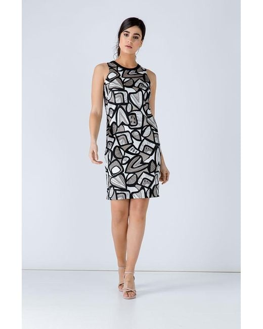 Conquista Black Print Sleeveless Dress