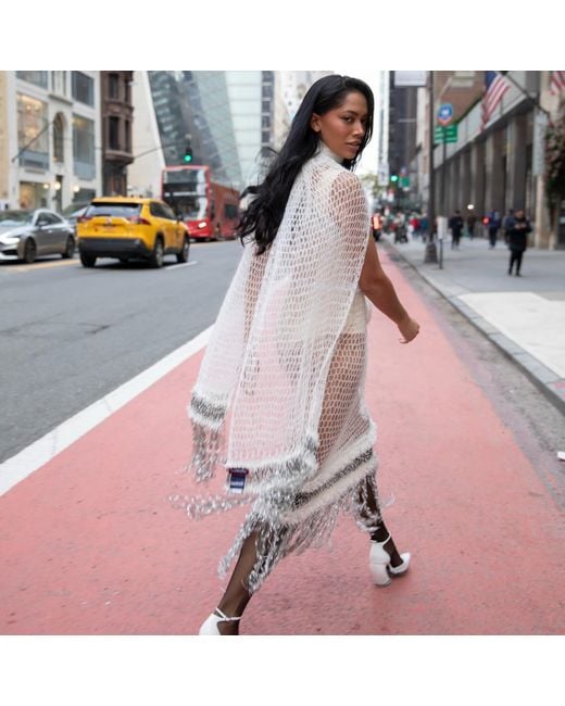 Andreeva White Rose Handmade Knit Dress