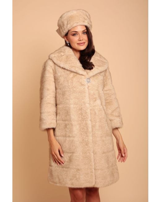 Santinni Natural Neutrals 'Hollywood' Faux Fur Coat