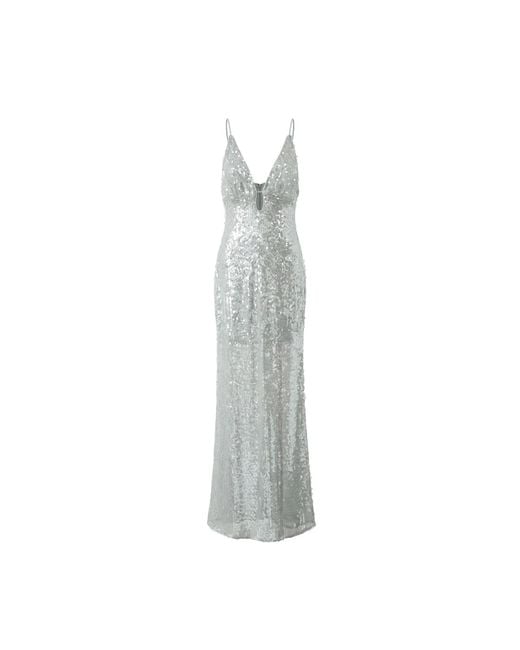 Aisl Gray Sequin Plunge Gown