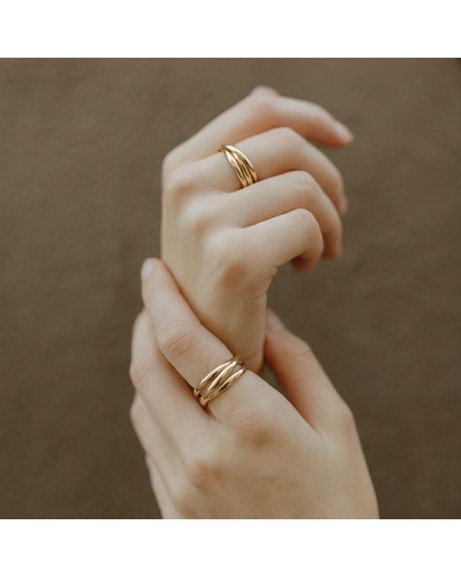 Zahav Jewelry Metallic 10K Solid Triple Band Stacking Ring