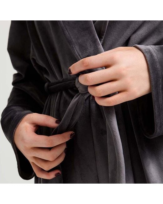 Pretty You London Black Velour Longline Robe