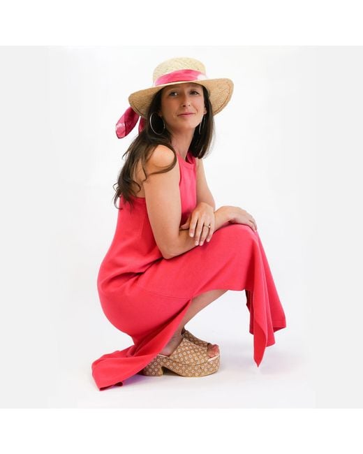 Zenzee Pink Cotton Cashmere Maxi Dress With Side Slits