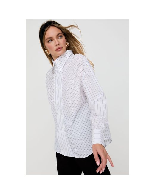 Lily and Lionel White Dapper Double Placket Stripe Shirt
