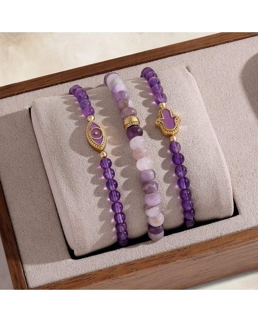 Karma and Luck Purple Guiding Light Amethyst Hamsa Bracelet