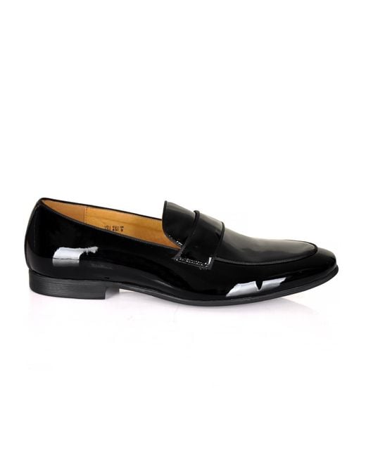 DAVID WEJ Black Alfred Patent Loafers for men