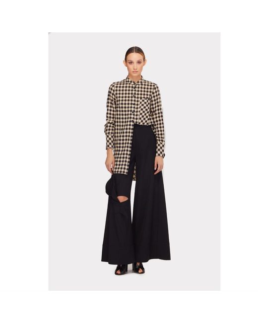 Julia Allert Black Neutrals Casual Loose Fit Long Plaid Shirt