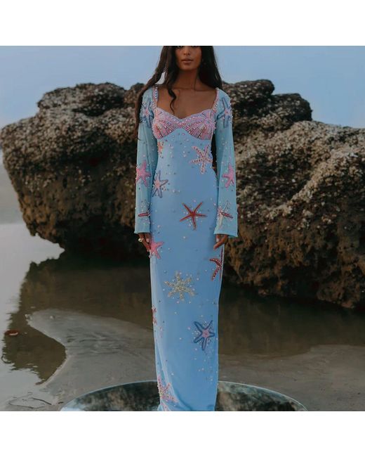 evening long dresses Cream Long Sleeves Arabic Evening Dresses SS696 Pink / 8