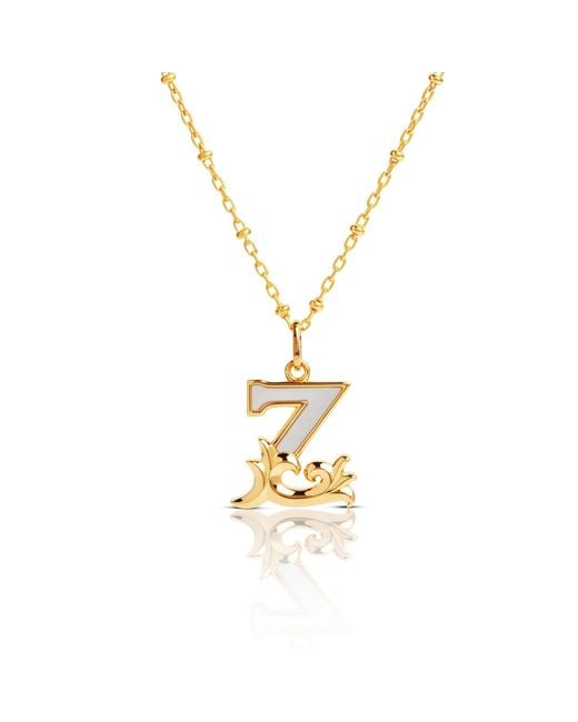 Kasun Metallic Plated Z Initial Necklace With Mother Of Pearl
