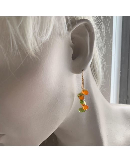 Lori Kaplan Design Metallic Signature Carnelian Peridot Earrings
