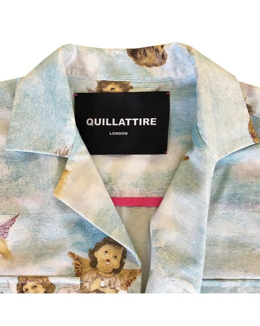 Quillattire Blue Boujee Sky-Cupid Printed Boxy Shirt for men