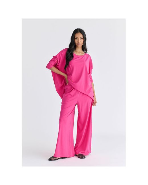 Paisie Pink Wide Neck Oversized Lyocell Jersey Top