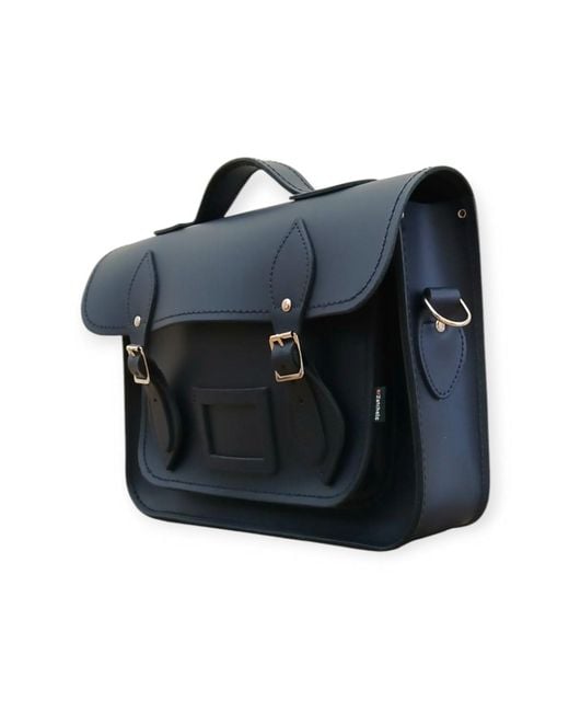 Zatchels Blue Handmade Leather Satchel 13 Inch