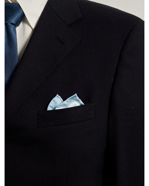 Lost Pattern Blue Dapper Fold Silk Pocket Square for men