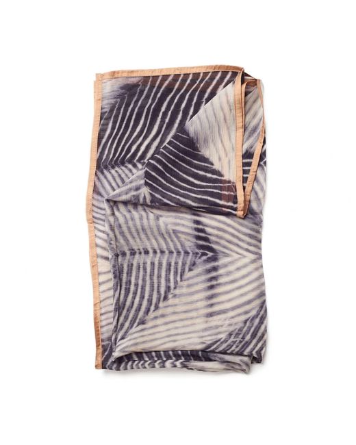 Variously Purple Chiffon Square Scarf Samu Hand Crafted Shibori Print Silk
