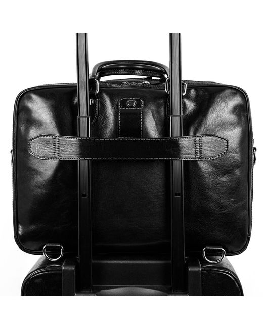 Time Resistance Black Leather Convertible Briefcase Backpack for men