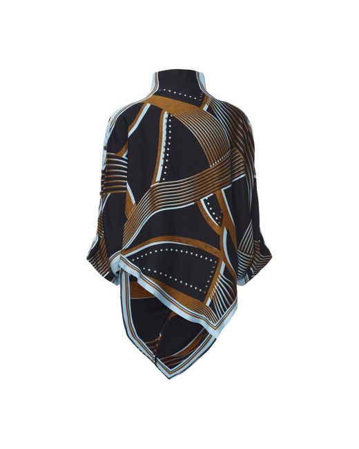FRONT ROW SHOP Black Scarf Print Top And