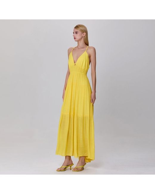 Smart and Joy Yellow Strappy Maxi Summer Dress
