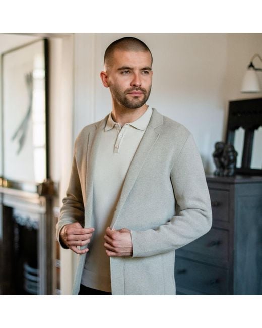 Paul James Knitwear Gray Cotton Deconstructed Knitted Gabriel Blazer for men
