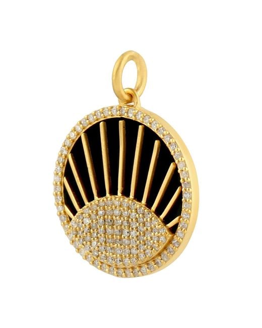 Artisan Metallic Enamel & Diamond Sunburst Pendant