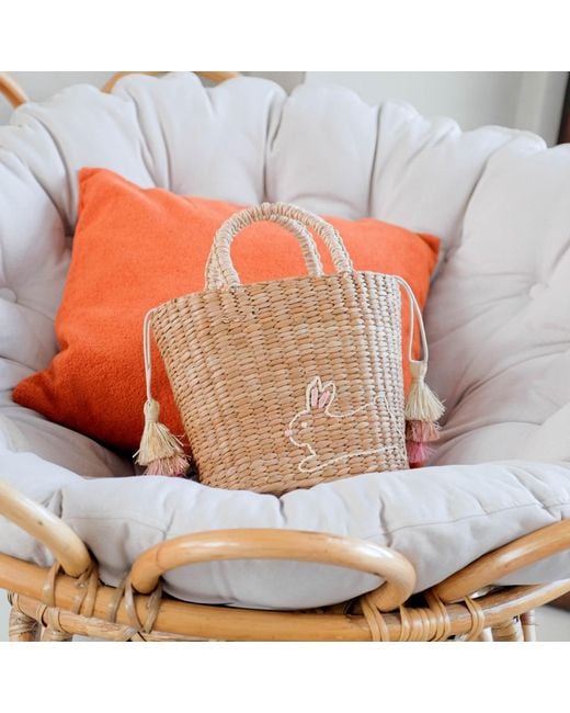 LIKHÂ Natural Mini Tote Bag With Embroidered Bunny