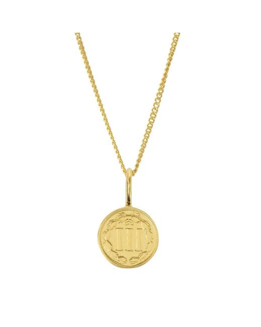 Katie Mullally Metallic American Coin & Chain In Yellow Gold Plate for men