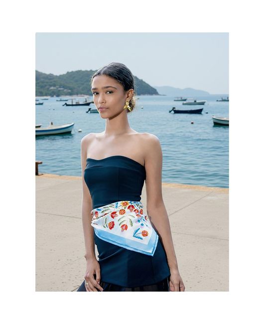 Jessie Zhao New York Multicolor Porcelain Jardin Double Sided Silk Scarf
