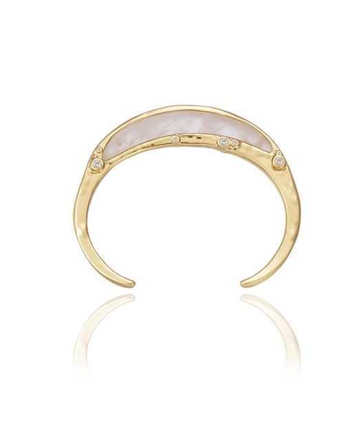 Rare Matters Jewelry Metallic Gemstone Inlay Bangle Cuff