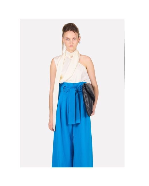 Julia Allert Blue High Waist Long Wide Leg Trousers – Bright