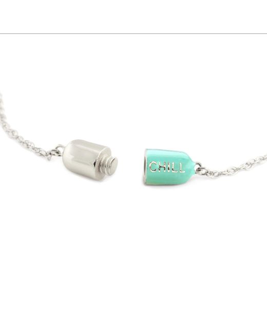 Kris Nations Blue Big Chill Pill Chain Necklace Turquoise & Sterling Silver