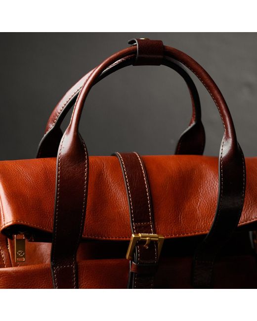 Time Resistance Red Convertible Leather Backpack Shoulder Bag