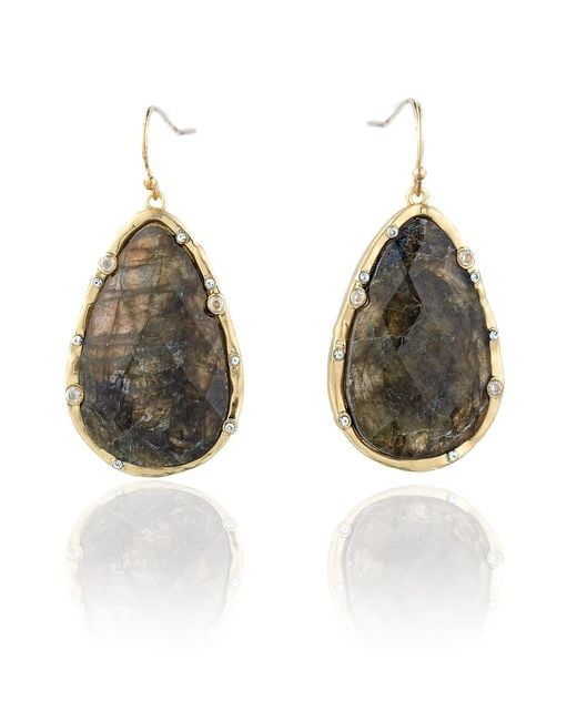 Rare Matters Jewelry Brown Timeless Nature's Beauty Teardrop Earrings Labradorite