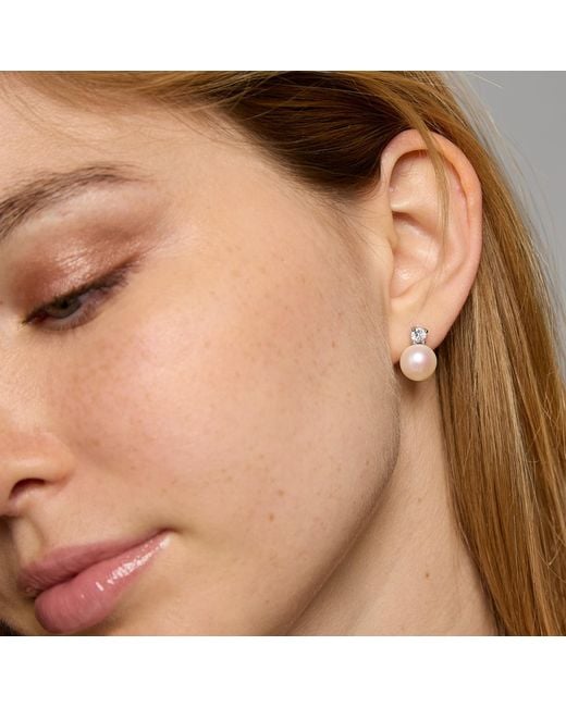 Pearls of the Orient Online White Stella Cultured Freshwater Pearl & Crystal Stud Earrings