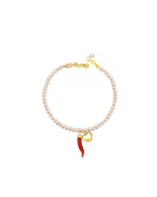 Unaloe Metallic Vermeil Baroque Pearl Heart Bracelet For – Adjustable Symbolic Jewelry