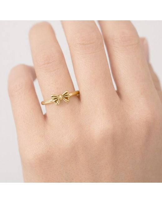 Unaloe Yellow Plated Bow Ring – Romantic Adjustable Feminine Ring For