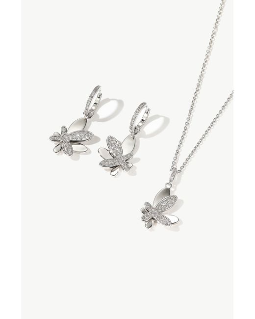 Classicharms Metallic Pavé Diamond Butterfly Pendant Necklace