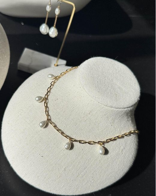 Emma Holland Jewellery Metallic Baroque Pearl Droplet Necklace
