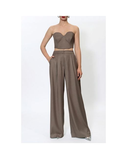 AGGI by HALEWSKI Brown Ophelie Melange High Waist Wide Suit Trousers
