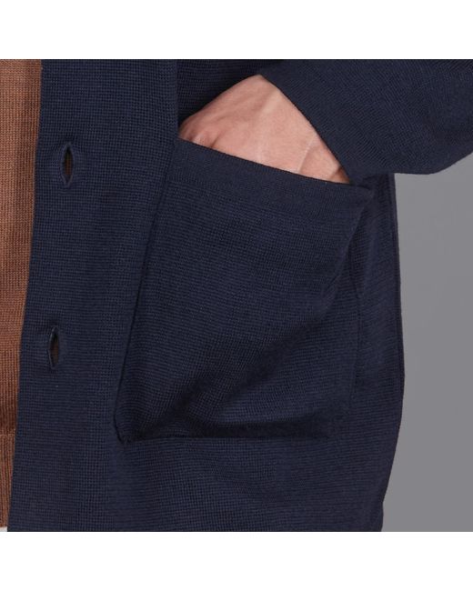 Paul James Knitwear Blue Extra Fine Merino Wool Fabrizio Work Shirt for men