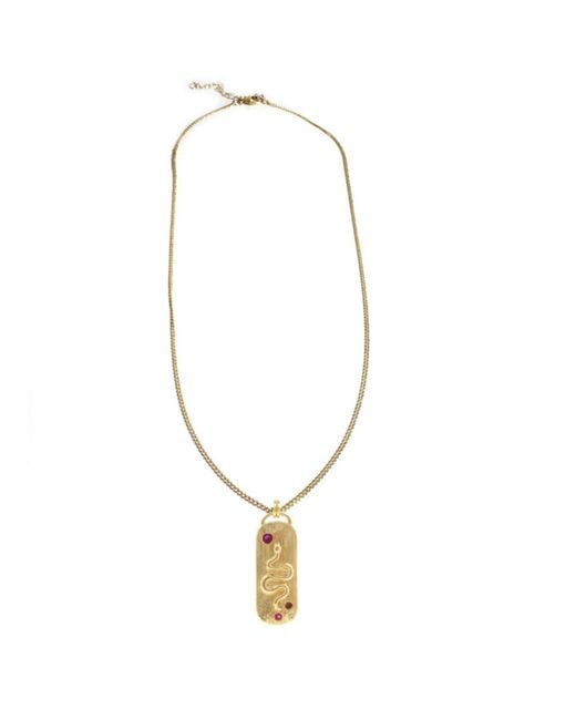 Rachel Nathan Metallic Lady Snake Tag Necklace