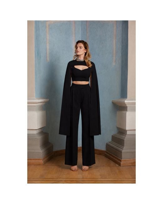 Nomi Fame Black Hera Long-Sleeved Cape Overlay