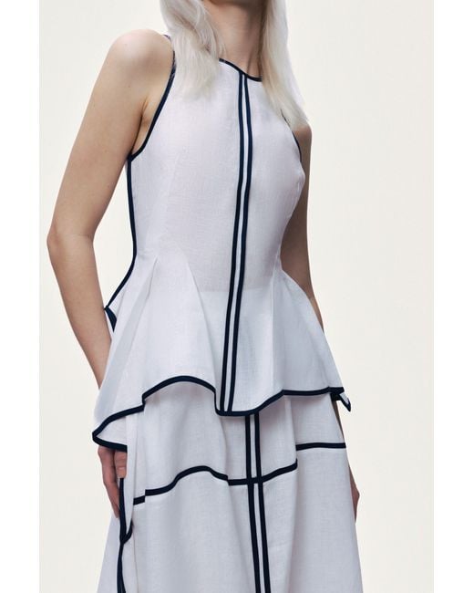 Nocturne Metallic Contrast Trim Asymmetric Hem Skirt