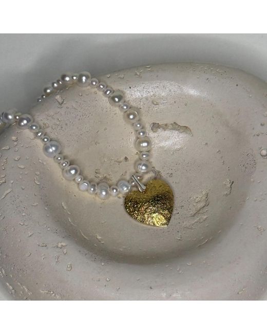Larsuu Metallic Heart Line Necklace
