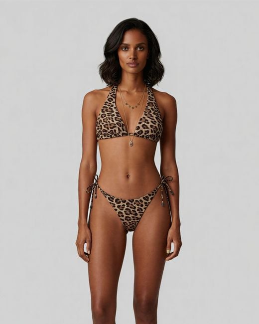 Lords of Harlech White Raquel Leopard Bikini Top