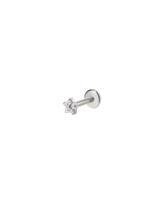 Vanhi White Crystal Flower Threadless Flat Back Titanium Cartilage Stud