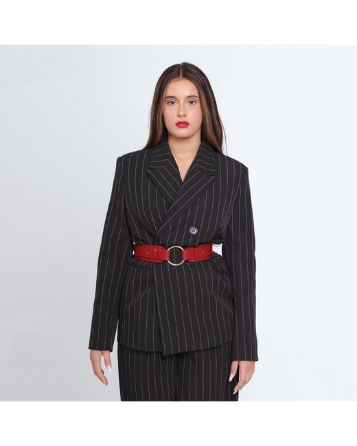 Haute Cuir Red O Ring Waist Leather Belt